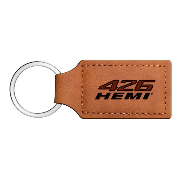 HEMI 426 Rectangular Brown Leather Key Chain Key-Ring for Chellanger Charger SRT