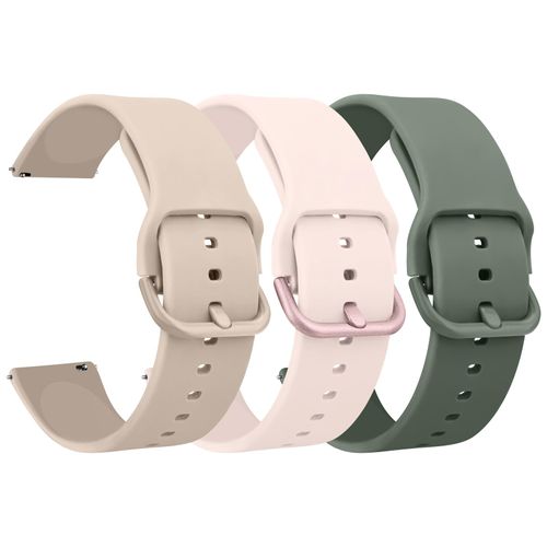AK Pack 3 Smart Watch Bands 20mm 22mm for Women Men, Replacement Straps Band for Smart Watch, soft skin-friendly silicone quick release, smart watch wristband (20mm, Cactus/Nude Pink/MilkTea)