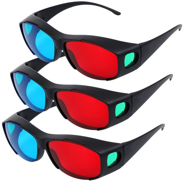 3 Pieces Red Blue 3D Glasses 3D Movie Game Glasses Anti-Polarization Design Red-Blue 3D Style Glasses