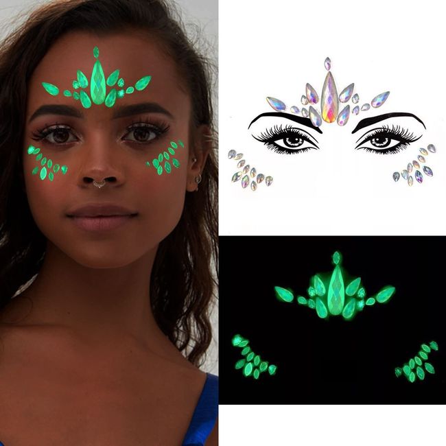 4Pcs Face Gems Self Adhesive Face Rhinestones For Makeup Festival