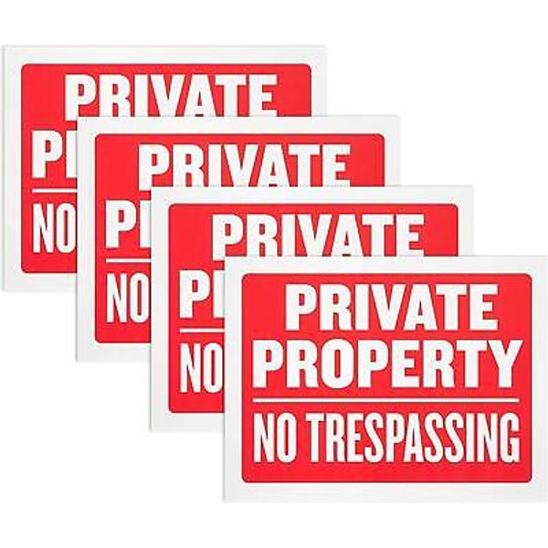 Plastic Private Property No Trespassing Sign for Indoor Outdoor Use, 9x12 Inch