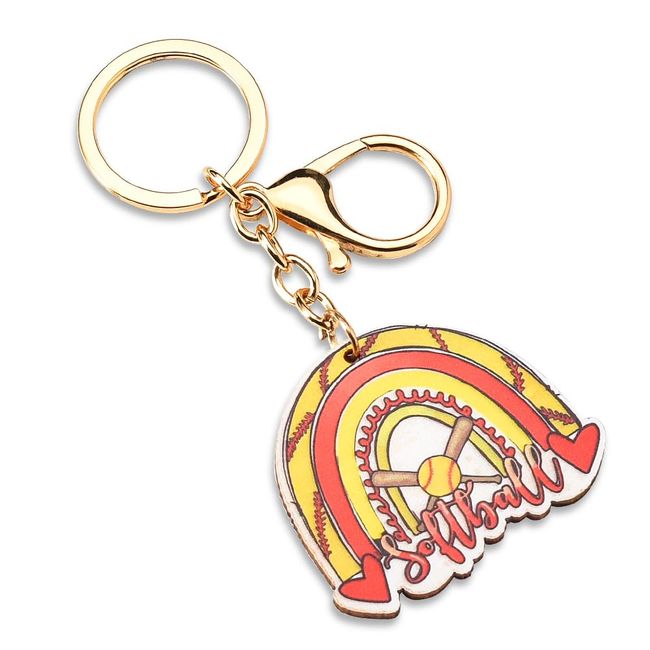 Softball Gifts Keychain for Girls Boys Softball Party Favors for Birthday Gifts for Daughter Son Christmas Gifts for Granddaughter Grandson Softball Stuff for Women Men Softball Key Chain for Car Keys