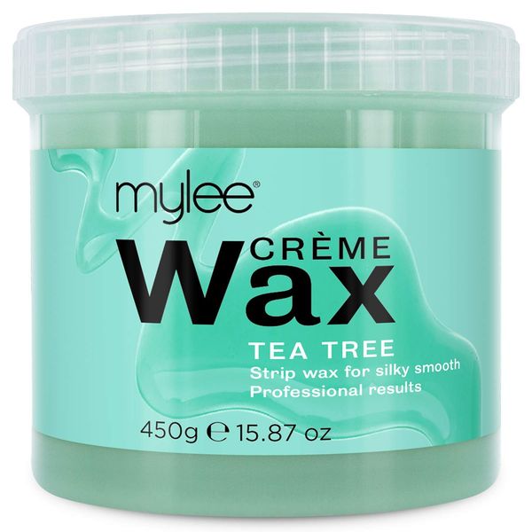 Mylee Tea Tree Soft Creme Wax for Sensitive Skin 450g, Microwavable & Wax Heater Friendly, Ideal for All Body Area Stubborn Coarse Hair Removal