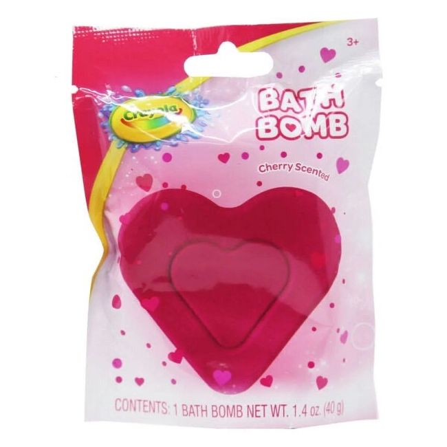 Crayola Heart Bath Bomb, Cherry Scented 1.4oz