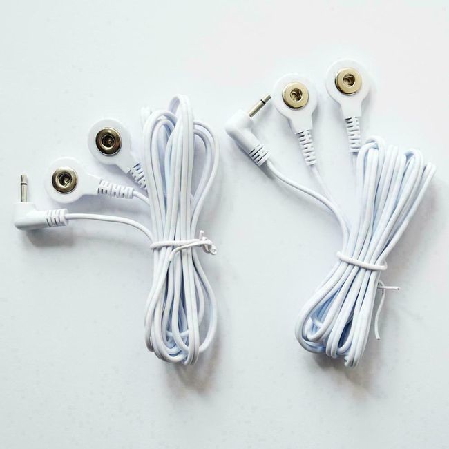 4 Pcs Reusable White Electrode Lead Cable for Digital Massager Pinook 2.5mm Plug