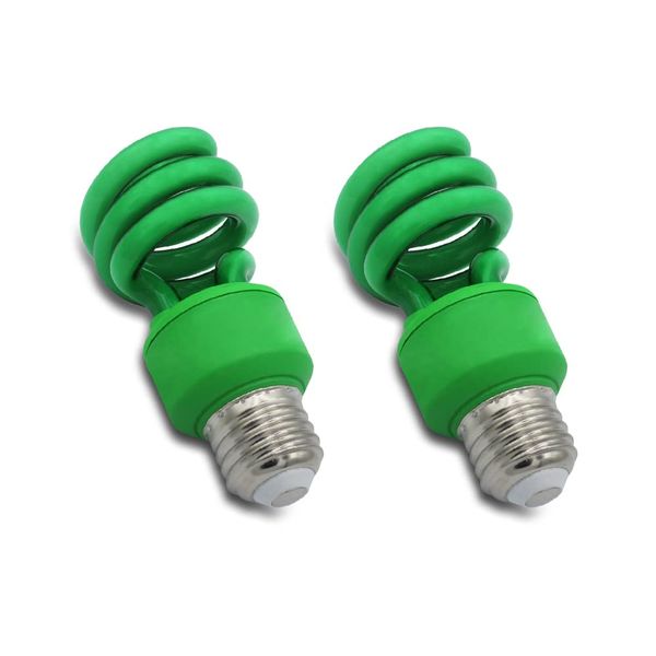 lumenivo 13 Watt Spiral CFL Green Light Bulb 13W Outdoor Green Light Bulb for Patio, Porch, Christmas Lights, Decorative Lighting, and Parties - E26 Medium Screw Base - 120V - 2 Pack