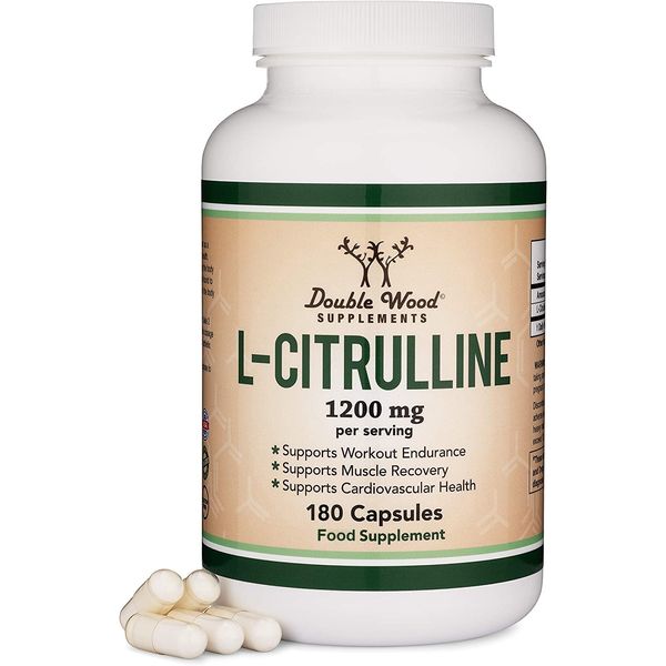 Double Wood L-Citrullin | 180 Citrullin Kapseln – 1200 mg L Citrullin pro Portion | Nahrungsergänzungsmittel mit Stickstoffmonoxid | Gentechnik- und glutenfrei (180 Kapseln)