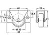 4 x Fixed Single Wheel Castors Without Brake Ø 35 mm, Side Plate Fixing for Underbed Boxes