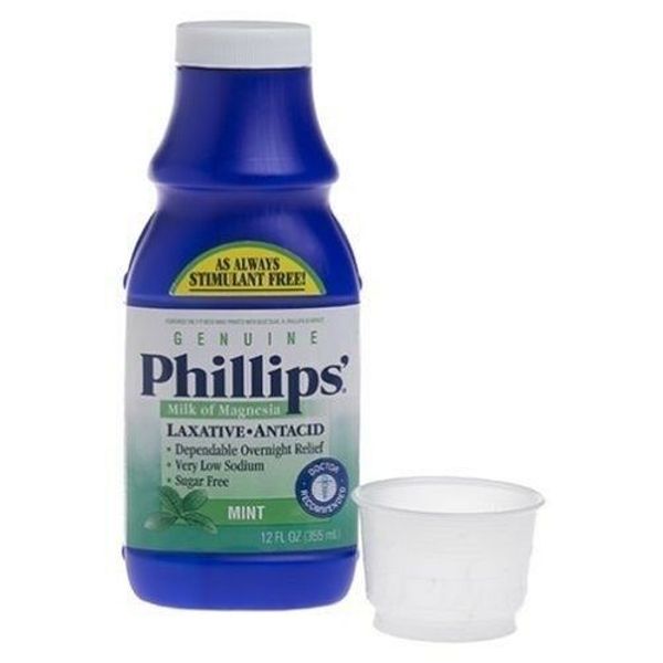 Phillips Milk Of Magnesia Saline Laxative Cramp Free Fresh Mint Flavor 12 Fl Oz