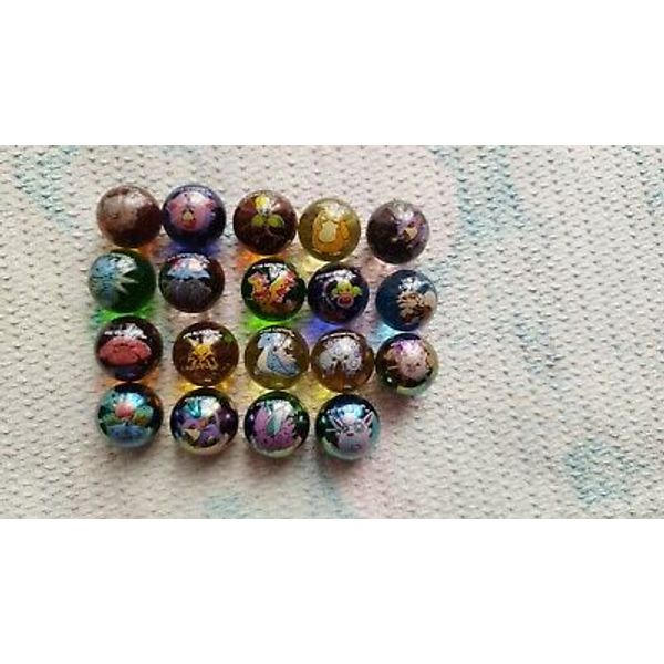 19x Vintage Pokemon Toy Glass Marbles