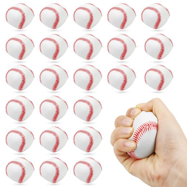 Weoxpr 24 Pack Mini Foam Baseballs - 2 Inch Soft Baseball Toys Squeeze Stress Relief Balls for Kid Themed Party Favors, Sports, Gifts