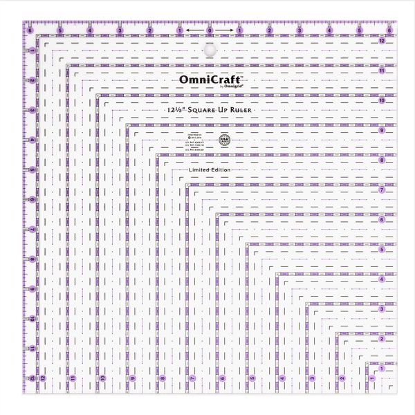 Dritz Omnicraft 12.5in Square Quilting Ruler, 16.5" by 16.5", Clear