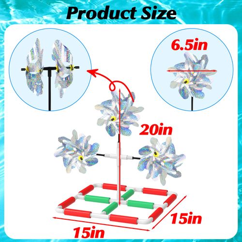 Pool Bird Deterrent, Floating Reflective Windmill Bird Scare Devices, Keep Birds/Ducks/Heron/Pigeons... Away from Your Pool, Boat, Backyard, Pool Decoration 02