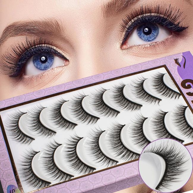 Short Natural 3D Mink Lashes - Birthday Mother's Day Gifts Presents for Women & Wife 10 Pairs Faux Wispy False Eyelashes