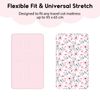 Yoofoss Fitted Travel Cot Sheets - 95 x 65cm, Breathable & Cozy, Elasticated, 2 Pack Pink Floral