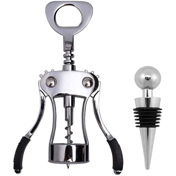 Tovee Upgrade Wing Corkscrew Wine Opener with Wine Stopper, Waiters Corkscrew Cork and Beer Cap Bottles Opener Remover