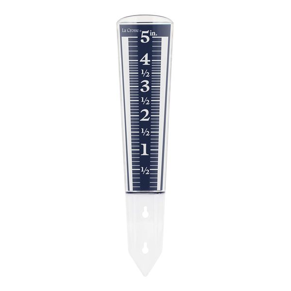 La Crosse 704-1531 Large Magnifying Easy Read 5-Inch Capacity Acrylic Rain Gauge, Black-Blue