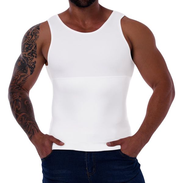 Gleefeat Mens Shapewear Slimming Body Shaper Compression Shirt Tummy Control Undershirt Abdomen Gynecomastia Tank Top Vest