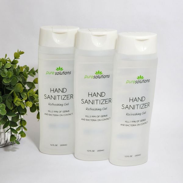 Pure Solutions Hand Sanitizer Refreshing Gel 12 fl oz / 355 mL Bottle (3-Pack)