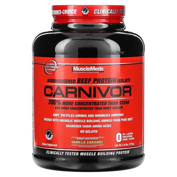 Carnivor, Bioengineered Beef Protein Isolate, Vanilla Caramel, 3.9 lbs (1775 g)
