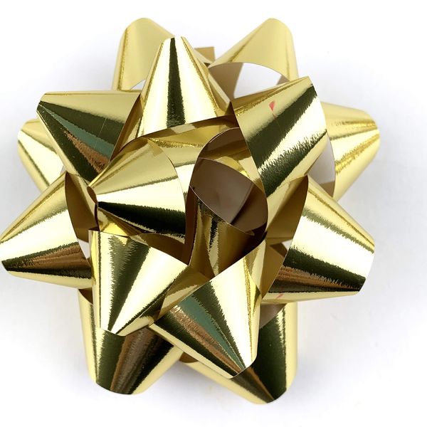 Worlds Gold Glitter Metallic Confetti Gift Bows Wrapping 4-1/4" Inch(12Pack)