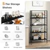 Foldable 5-Tier Storage Shelves Adjustable Collapsible Organizer Rack w/ Wheels
