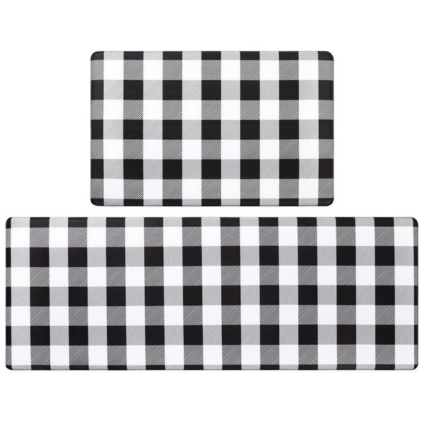 Pauwer Anti Fatigue Kitchen Mat Set of 2, Farmhouse Kitchen Rugs Non Skid Was...
