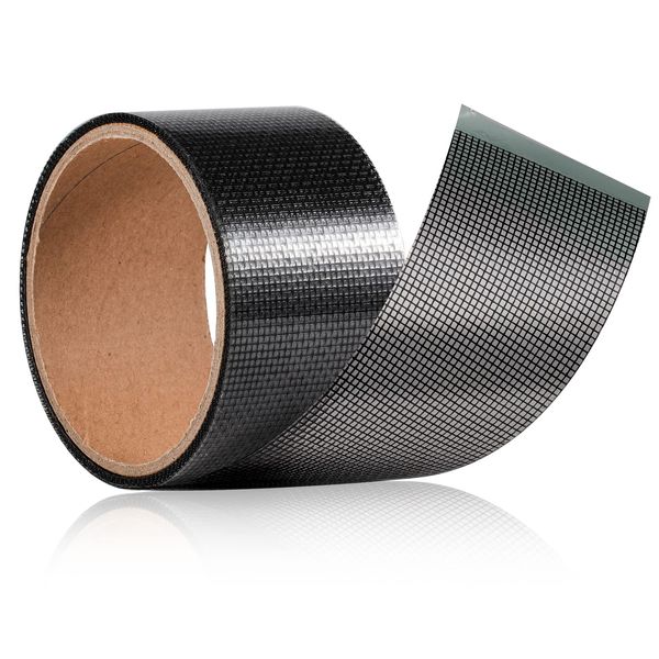 Window Insect Screen Adhesive Tape Screen Repair Tapes Kit Waterproof Fiberglass Covering Mesh for Window and Door Patch Repair Anti Mosquito (5cmX5m Black)