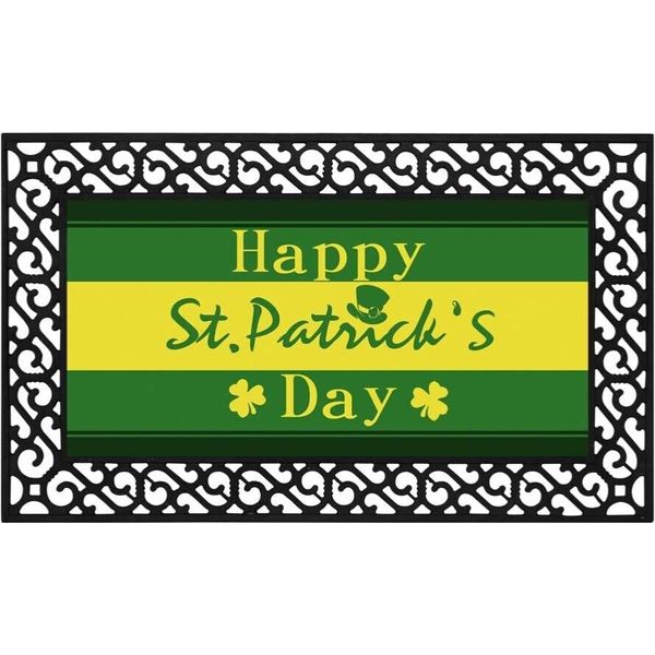 Decorative Indoor Outdoor Doormat for Entry Patio Garage St Patricks Day rubber