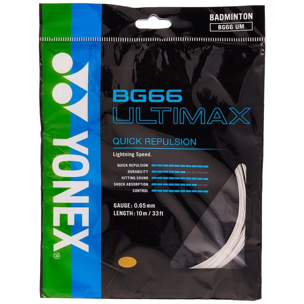 YONEX BG-66 Ultimax Badminton String - 10m Set, Colors- White