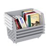 Cand Plastic Stackable Storage Bins - 4 Packs Grey Pantry Closet Organizer Bin