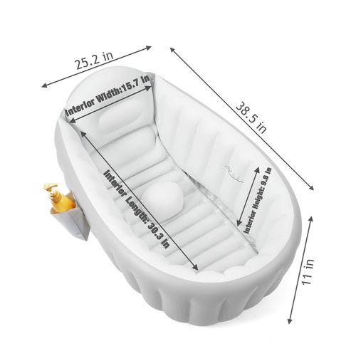 PandaEar Inflatable Baby Bathtub Toddler Tub for Shower, Collapsible Portable Bathtub for Kids, Baby Bath Tub 6-12 Months, Travel Baby Bathtub, Blow Up Tub for Baby with Air Pump