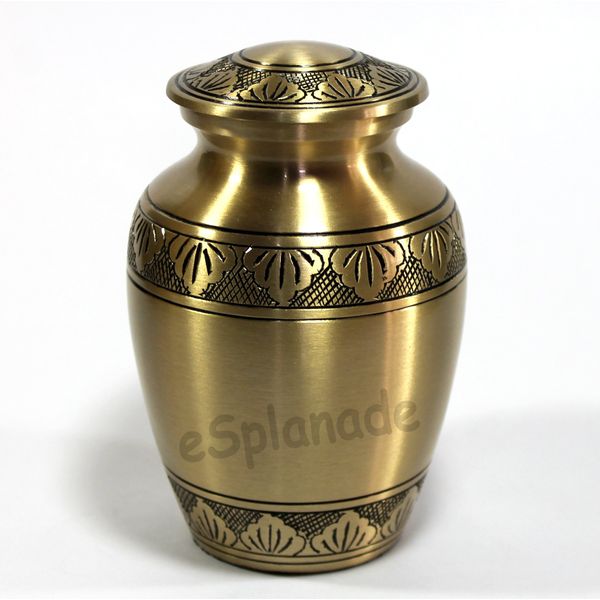 eSplanade Brass Cremation urn Memorials urns Container Jar Pot | Brass Urns | Metal Urn | Burial Urn | Memorial Urn (Bronze)