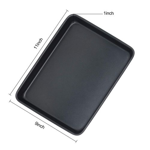 Toaster Oven Pans Set of 2, Shinsin 11-Inch Nonstick Baking Sheet Pans and Trays, 1/8 Thicker Replacement Small Baking Tray Accessories for Cookie, Non Toxic and Easy Clean and Diswasher Safe,Black