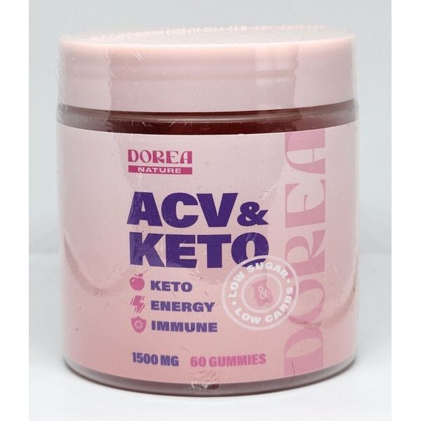 Dorea Nature ACV Keto Gummies 1500 mg Low Carbs Low Sugar Apple Cider Exp. 05/25