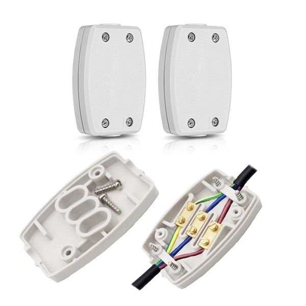 2Pcs 3 Terminal Electrical Cable Junction Box 13Amp 250v Flex Connector 3 Core Cable Joiner Cable Connectors For Indoor Lighting,Electrical Power,Wiring