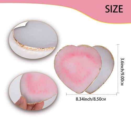ALXBSONE Nail Polish Palette, 2Pcs Resin Nail Art Palette, Nail Painting Mixed Color Palettes, Gold Edge Makeup Mixing Tray, Nail Supplies For Nail Techs, Nail Art Display Board(Love)
