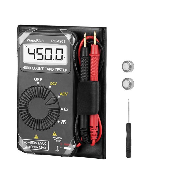 WapoRich 4201 Ultra Small Digital Multimeter 4000 Count Automatic Ranging Multimeter AC/DC Voltage, Resistance, Diode Testing, Digital Tester, Auto Ranging, AC DC Voltage, Resistance, Continuity