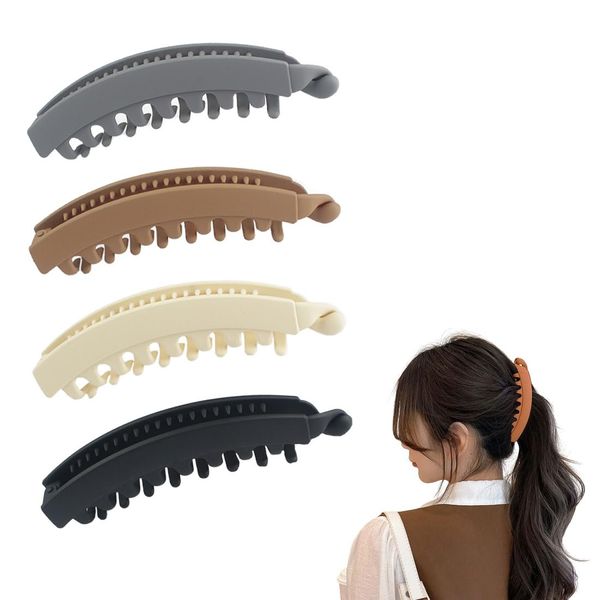 CPSYTE Groß Bananen Haarspange Vintage Bananenspange Pferdeschwanz Haarklammer Dickes Haar Banana Clip Thick Hair für Damen und Mädchen(4 Stück, Khaki, Beige, Grau, Schwarz)