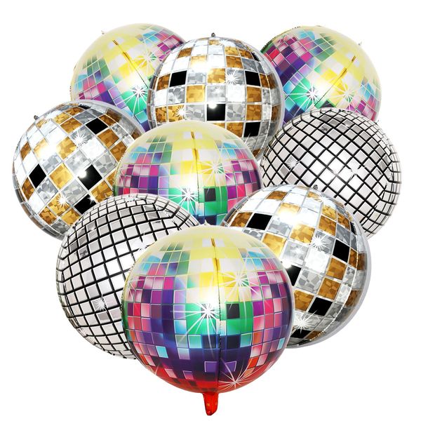 Disco Ball Balloons,Kaluofan 9 PCS 22 Inches Disco Party Decorations,Party Decorations,Party Balloons,Disco Balloons,Disco Decorations Party,70s 80s Disco Theme Party Birthday Party Wedding Decoration