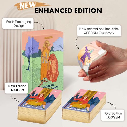 Wyspell Feminine Tarot Card Deck - Borderless - With Guidebook - Neoteric Beginner Tarot Deck Cards