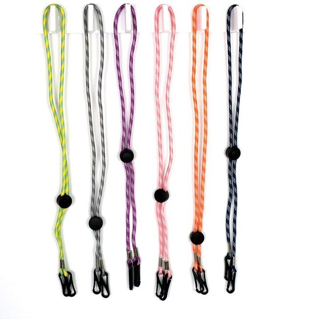 Face Mask Lanyards, Adjustable 6 Count- Reading Glasses w/ Clips - Mixed Colors