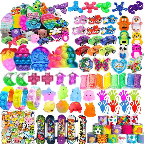 128 Pcs Party Favors for Kids 4-8-12, Fidget Toys, Pinata Stuffers, Treasure Chest Box Toys for Classroom, Goodie Bag Stuffers, Carnival Prize Box Toy for Boys Girls, Easter Egg Filler Gifts Bulk Toys