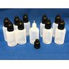 30ML Empty Plastic Squeezable Eye Dropper Bottles Black Cap 1oz LDPE - (10-Pack)