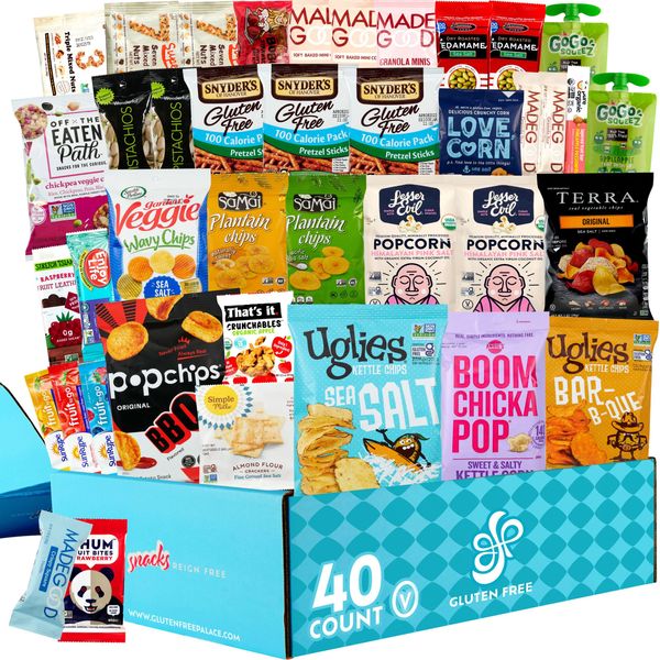 Gluten Free Snacks Gift Basket [40 Count] | Gluten Free Snack Box for Adults | Dairy Free - Healthy Vegan Snacks | Easter Gift Baskets for Family