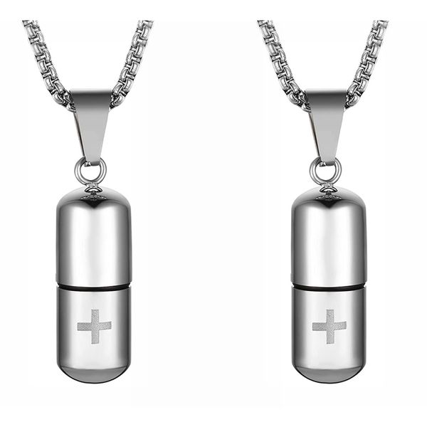 Felimoa 2 Pack Necklace Sealed Waterproof Emergency Titanium Pill Case