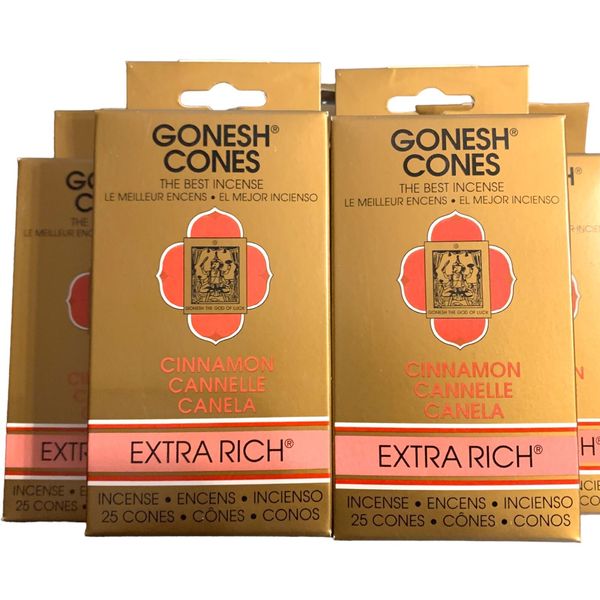 Lot of 4 Cinnamon Extra Rich Gonesh Cone Incense, Pack of 25 Cones x 4