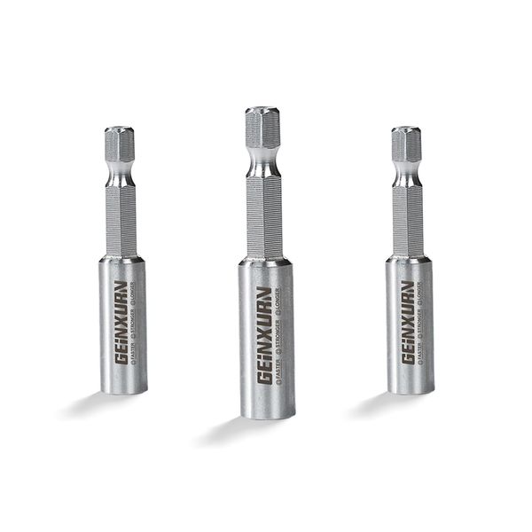 Geinxurn 2Inches Stainless Screwdriver Bit Holders, 3PACK Extension Socket Drill Bit Magnetic Holder Hex Shank Quick-Change Drill Bit Guide
