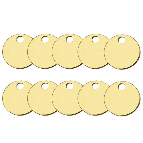 Lucky Line Solid Brass Round Tag - One Hole and 1 Inch Diameter, 10/PK (2601010)