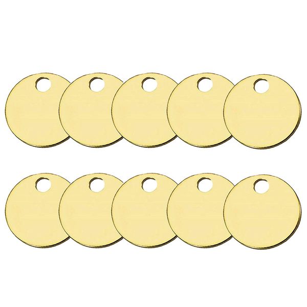 Lucky Line Solid Brass Round Tag - One Hole and 1 Inch Diameter, 10/PK (2601010)